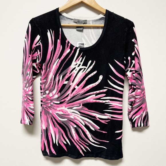 ISA Women's Floral Knit Pullover Sweater Size PM - Picture 1 of 5